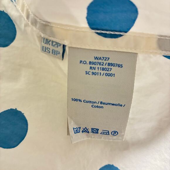 Boden Classic Shirt Long Sleeve Button Up Blue White Polka Dot 100% Cotton Sz 8P - Picture 6 of 8